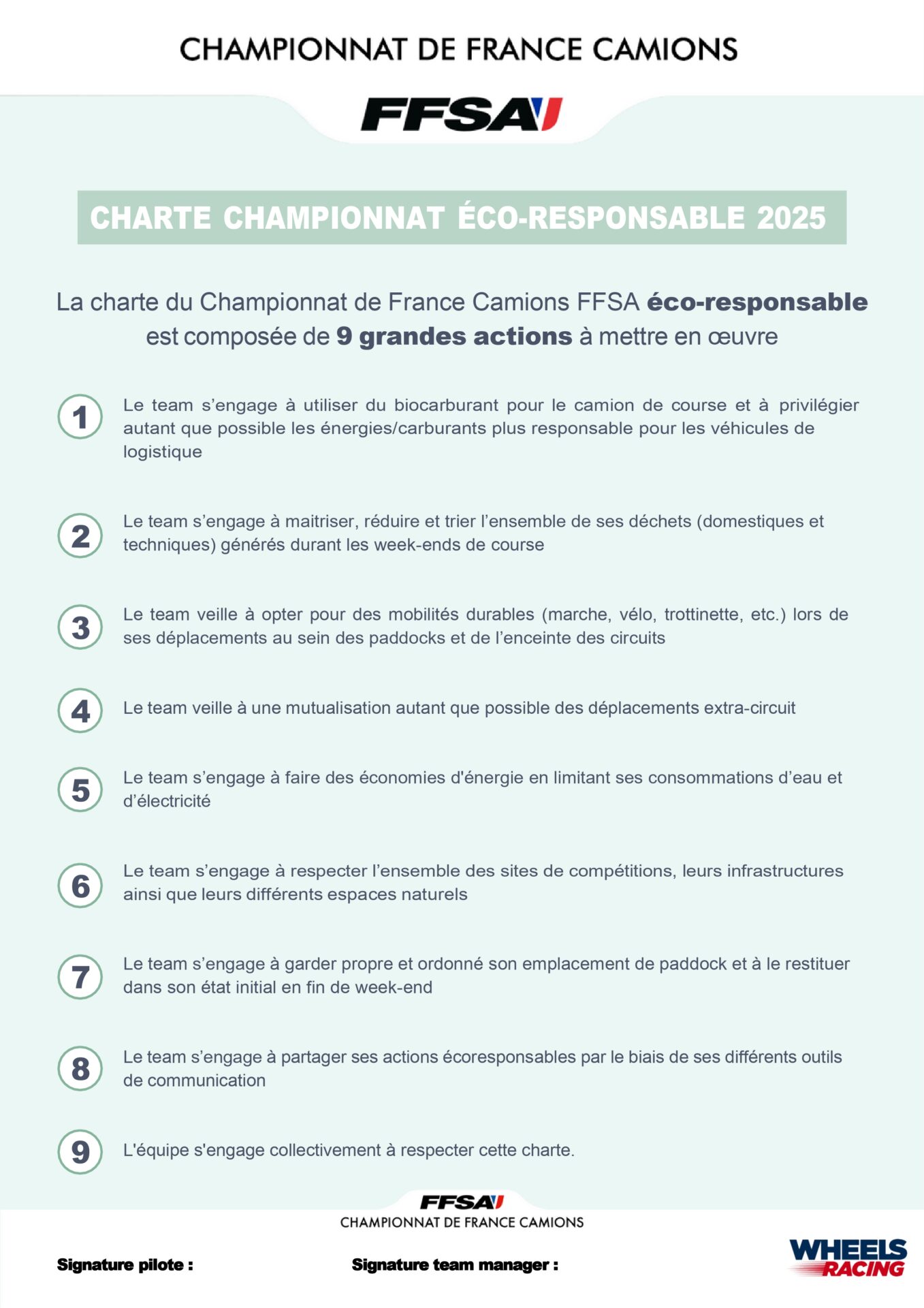 Charte Ecorespondable Championnat de France Camions 2025